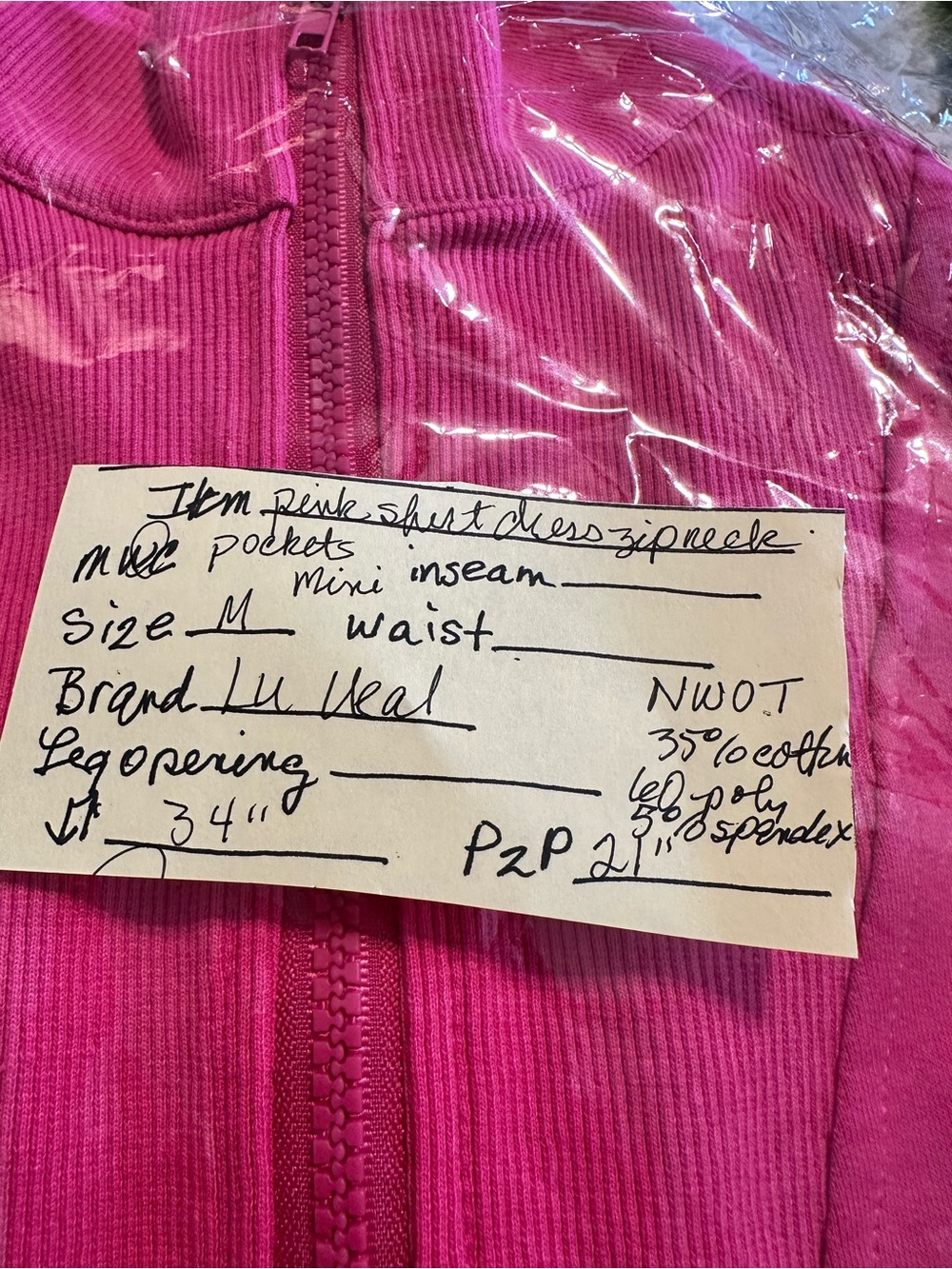 Amazon Women's Shirt Dress - Vibrant Pink with Front Zipper NWOT - Picture 14 of 15